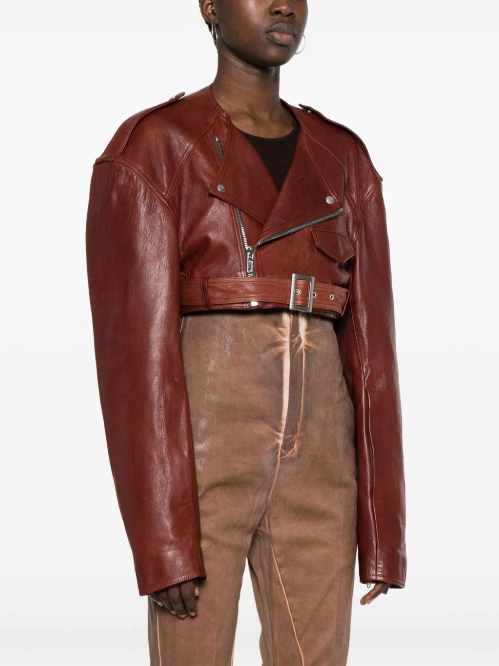 Rick Owens Micro Biker cropped jacket - Image 3