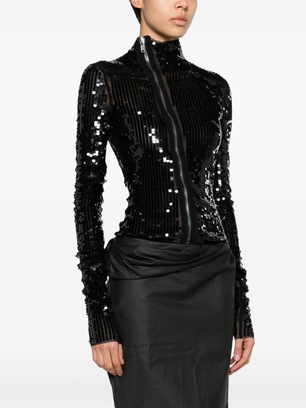 Rick Owens Lilies Gary sequined zip-up jacket - Image 3