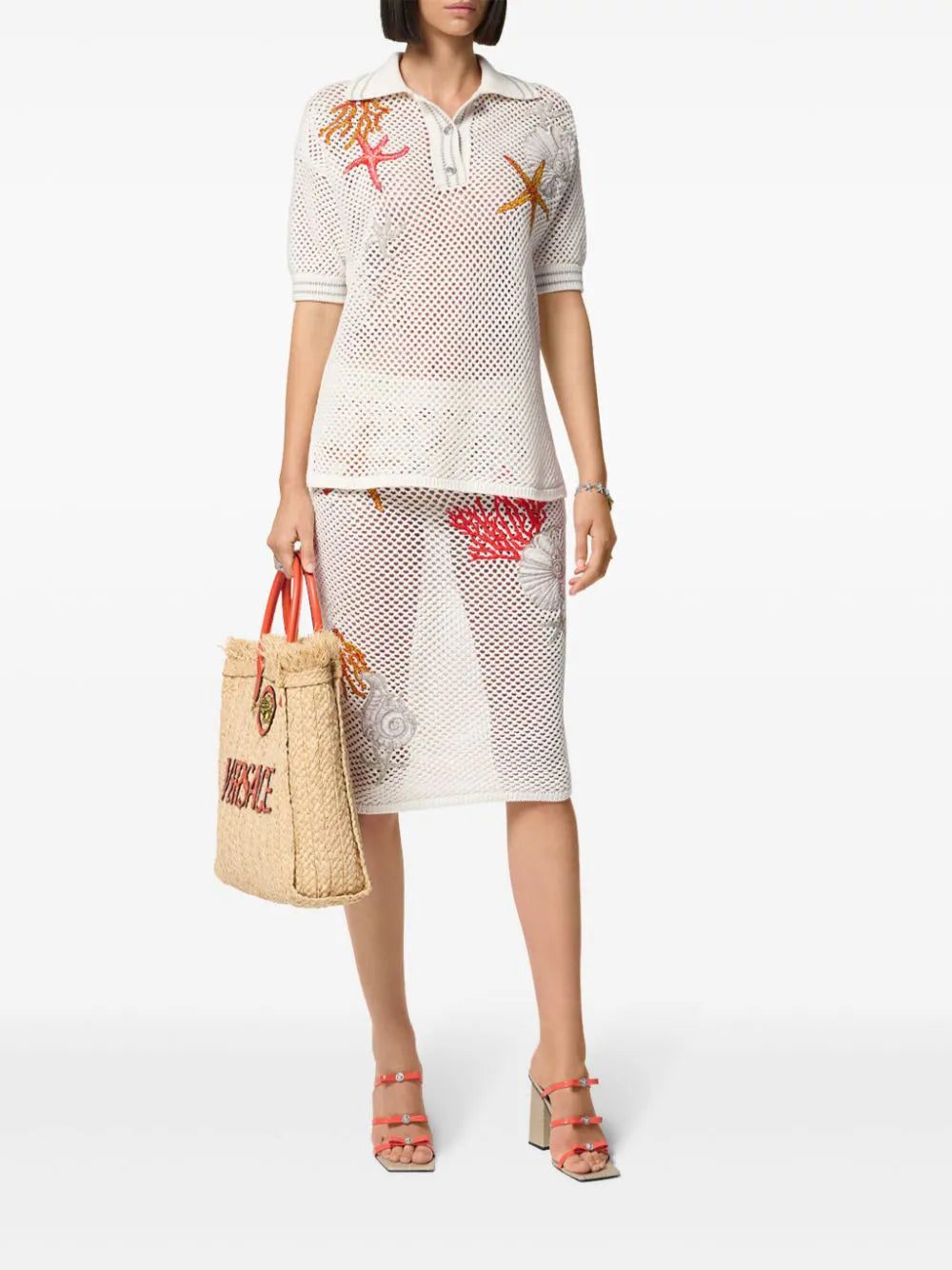 Versace embroidered crochet-knit midi skirt - Image 2