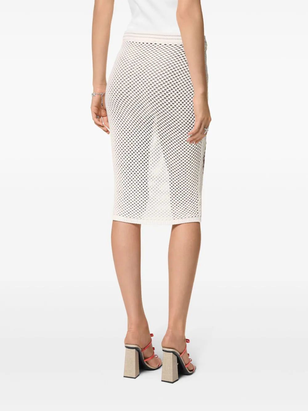 Versace embroidered crochet-knit midi skirt - Image 4