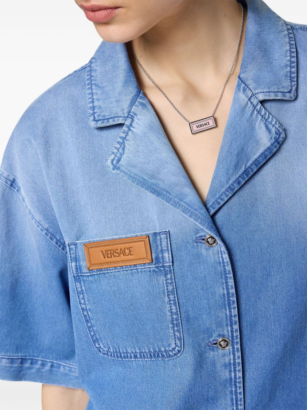 Versace notched-collar denim shirt - Image 5