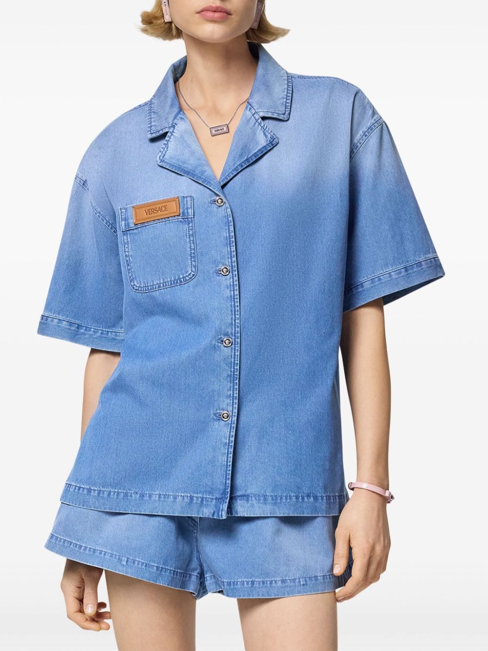 Versace notched-collar denim shirt - Image 3