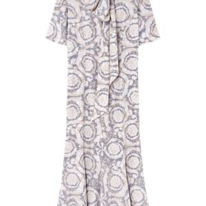 Versace Barocco Lavallière silk midi dress