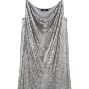 Versace  cowl-neck mesh mini dress