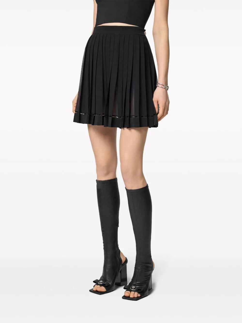 Versace pleated silk mini skirt - Image 3