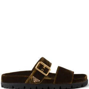Prada  buckled velvet sandals
