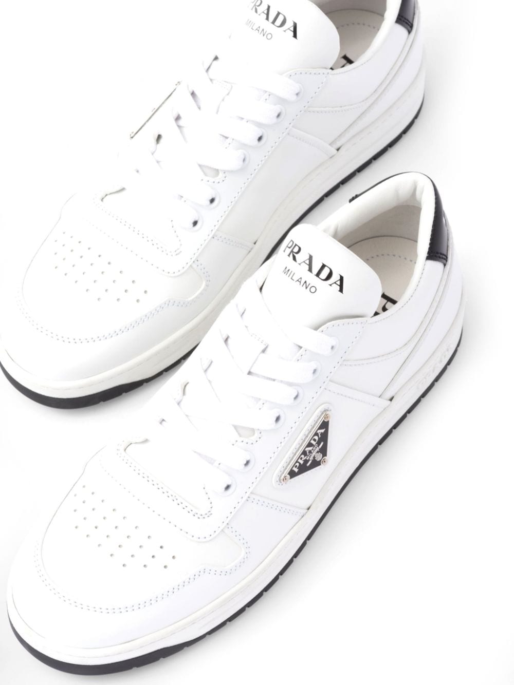 Prada logo-plaque leather sneakers - Image 5