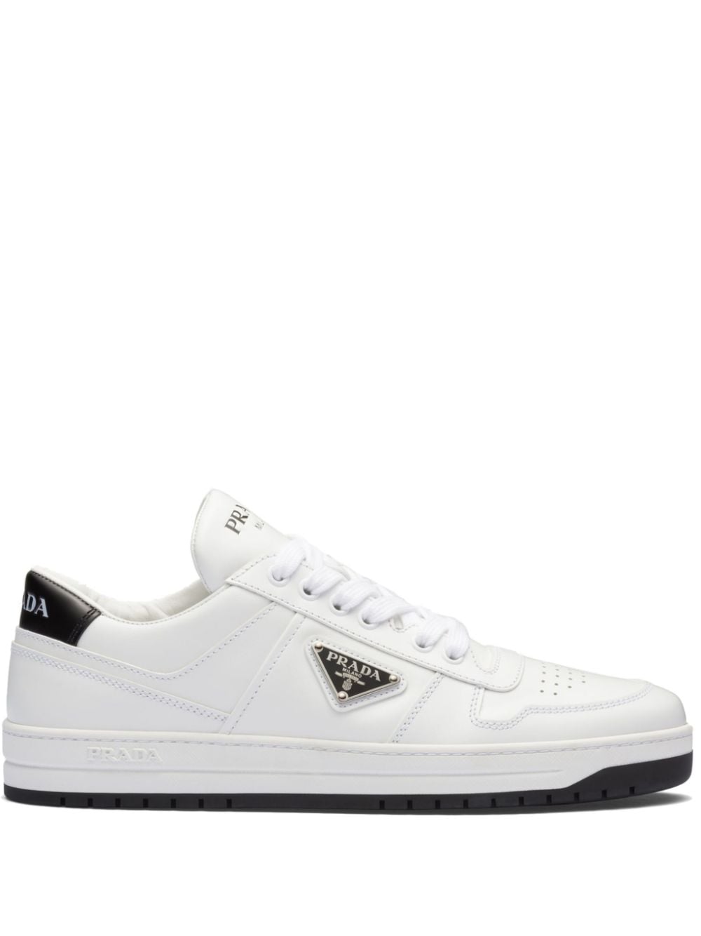 Prada logo-plaque leather sneakers