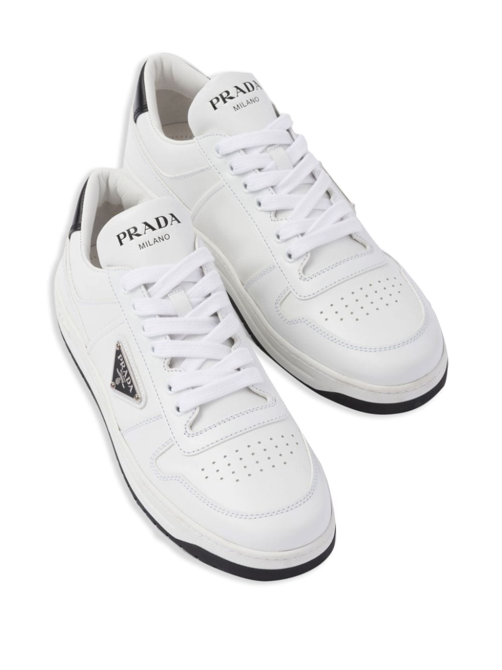 Prada logo-plaque leather sneakers - Image 4