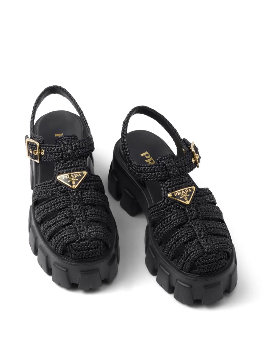 Prada caged flatform raffia sandals - Image 4