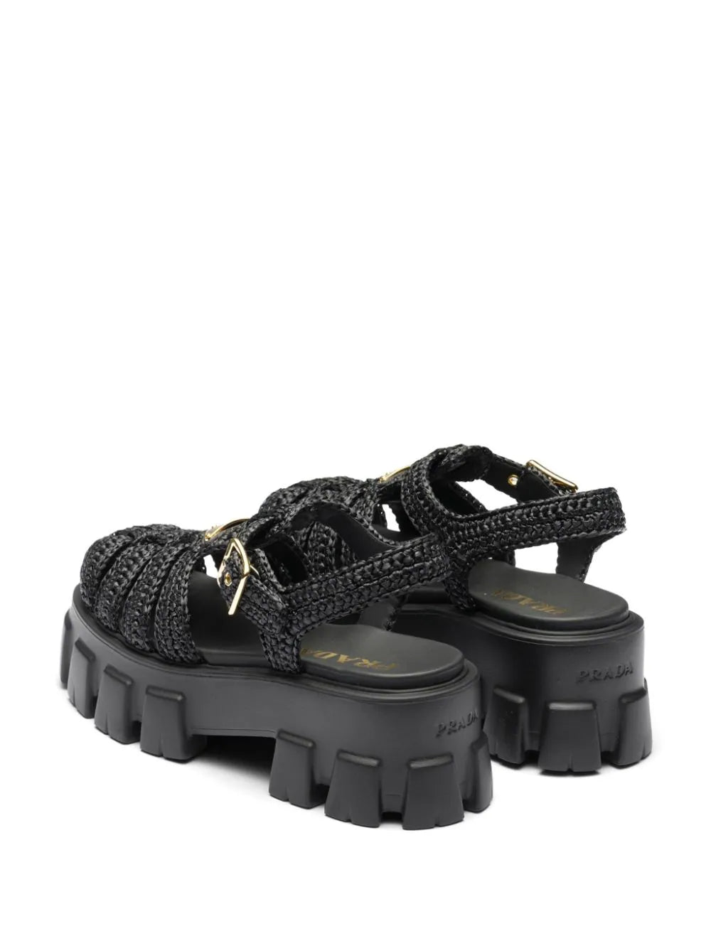 Prada caged flatform raffia sandals - Image 3