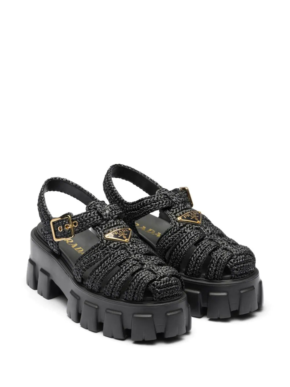 Prada caged flatform raffia sandals - Image 2