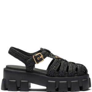 Prada  caged flatform raffia sandals