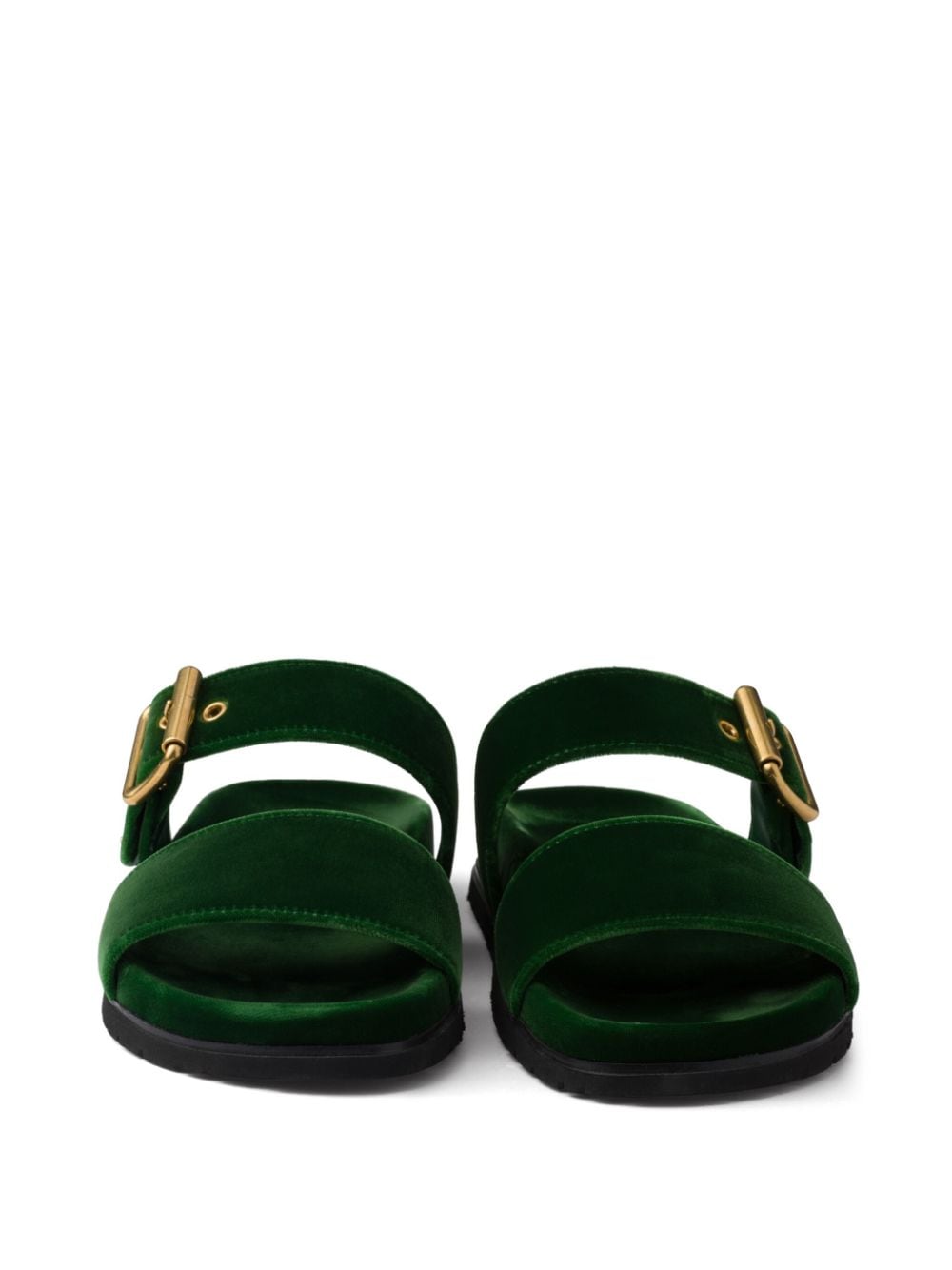 Prada enamel triangle-logo velvet slides - Image 5