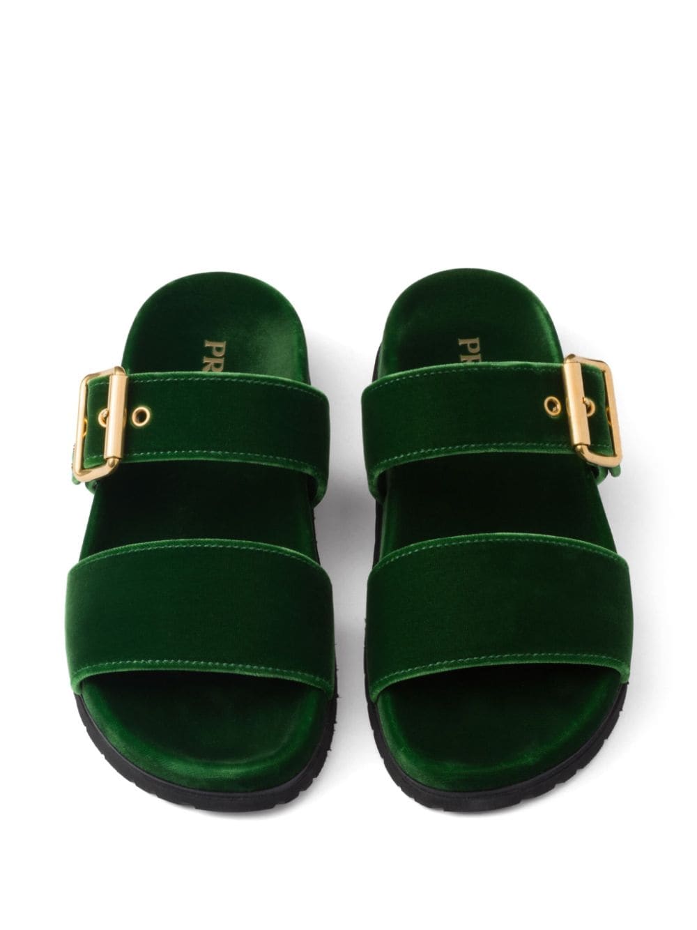 Prada enamel triangle-logo velvet slides - Image 4