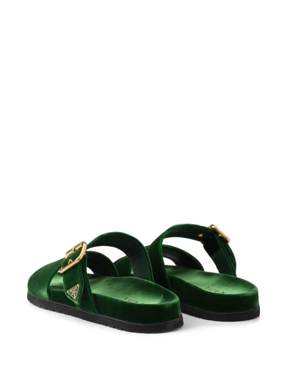 Prada enamel triangle-logo velvet slides - Image 3