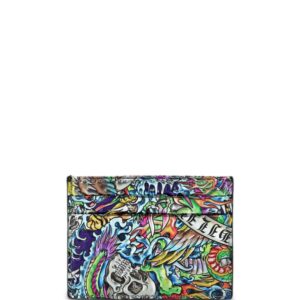 Philipp Plein Tattoo-print leather cardholder