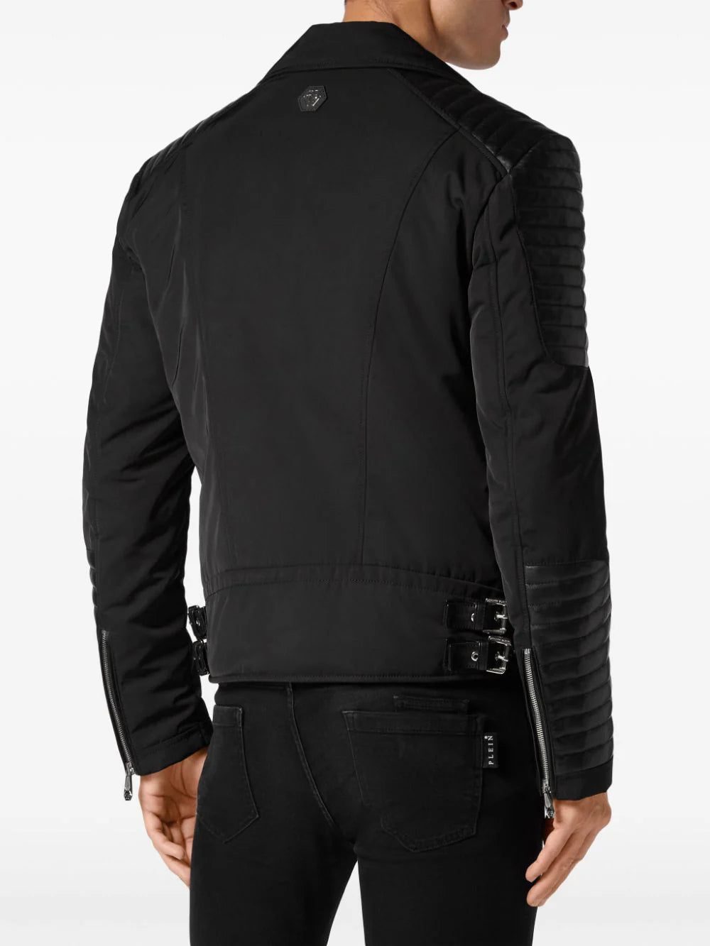 Philipp Plein padded-detail leather biker jacket - Image 4