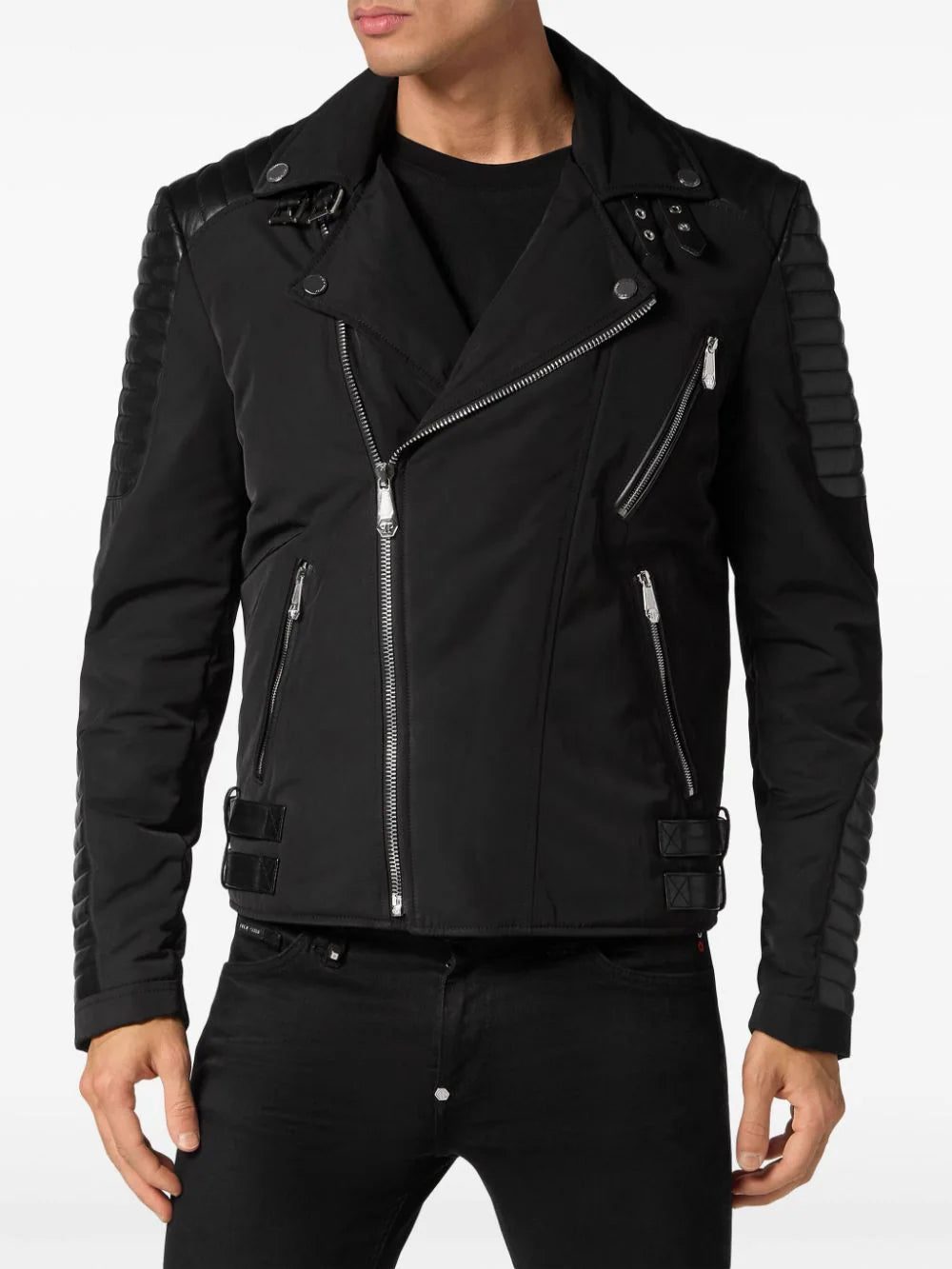Philipp Plein padded-detail leather biker jacket - Image 3