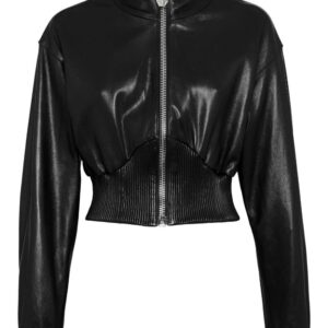 Philipp Plein logo-plaque leather bomber jacket