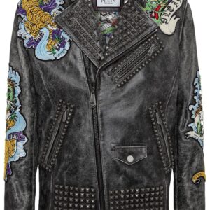 Philipp Plein  tattoo-print biker jacket