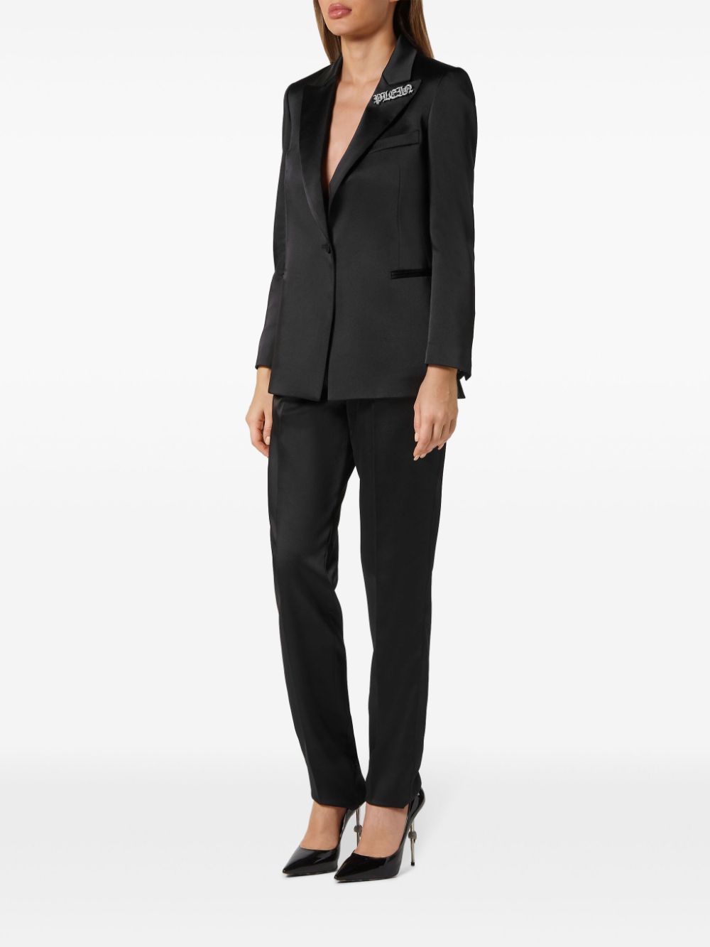 Philipp Plein logo-embellished satin blazer - Image 2