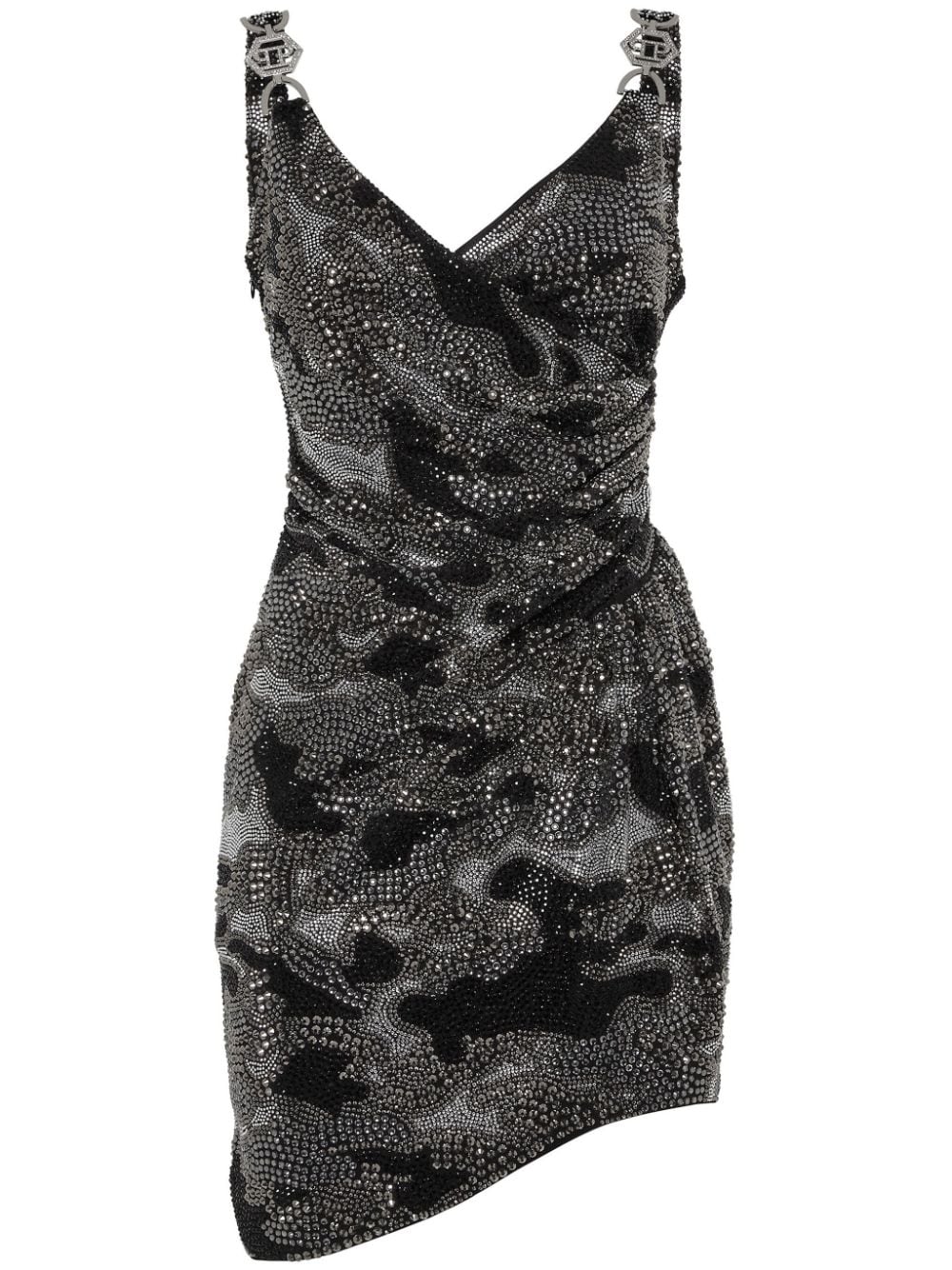 Philipp Plein crystal-embellished ruched minidress