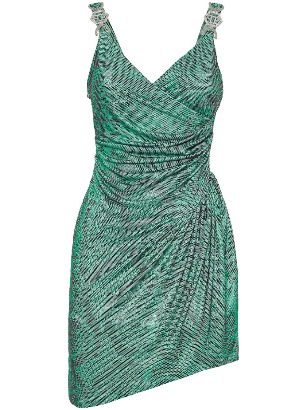 Philipp Plein rhinestone-embellished draped minidress