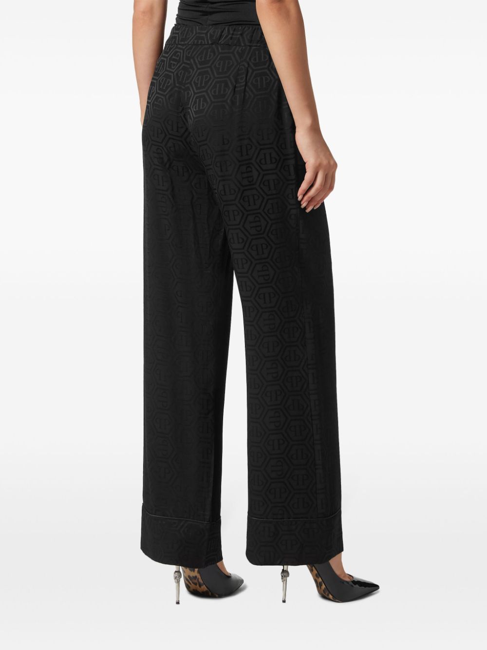Philipp Plein monogram-pattern wide-leg trousers - Image 3