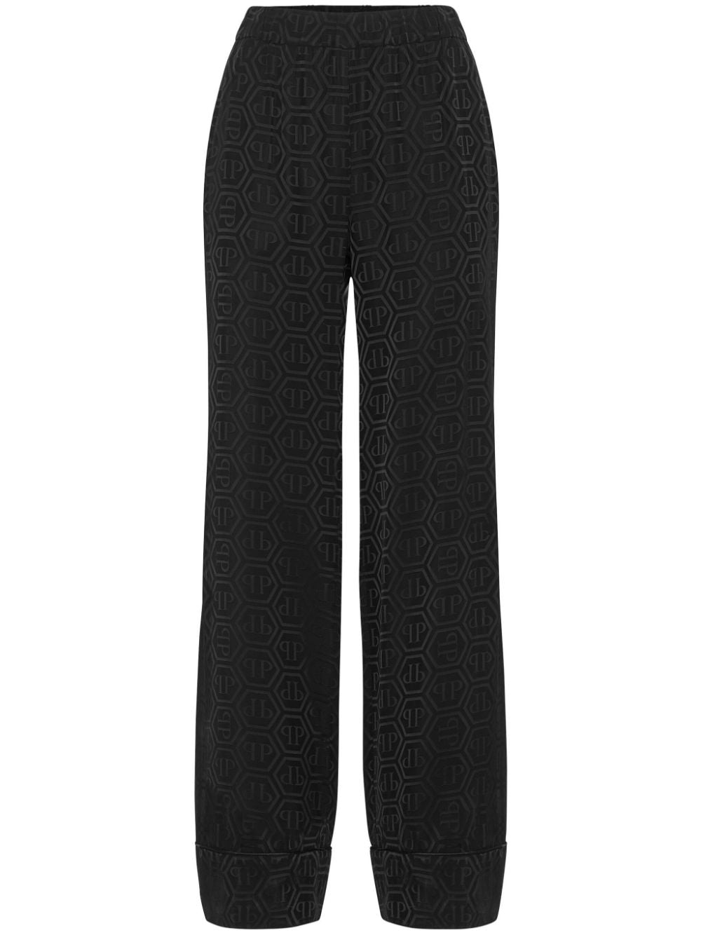 Philipp Plein monogram-pattern wide-leg trousers