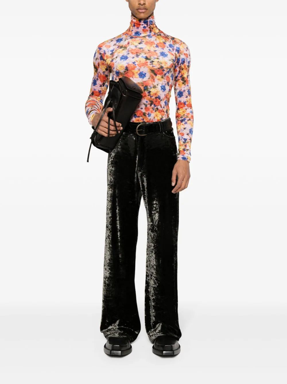 Balenciaga crushed-velvet straight trousers - Image 3