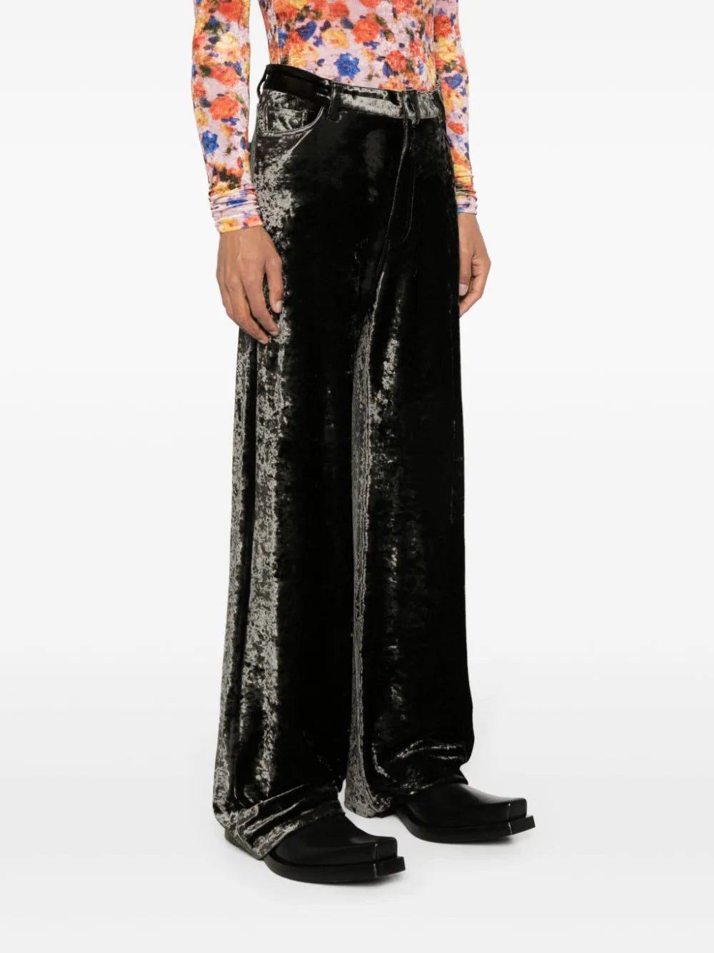 Balenciaga crushed-velvet straight trousers - Image 4