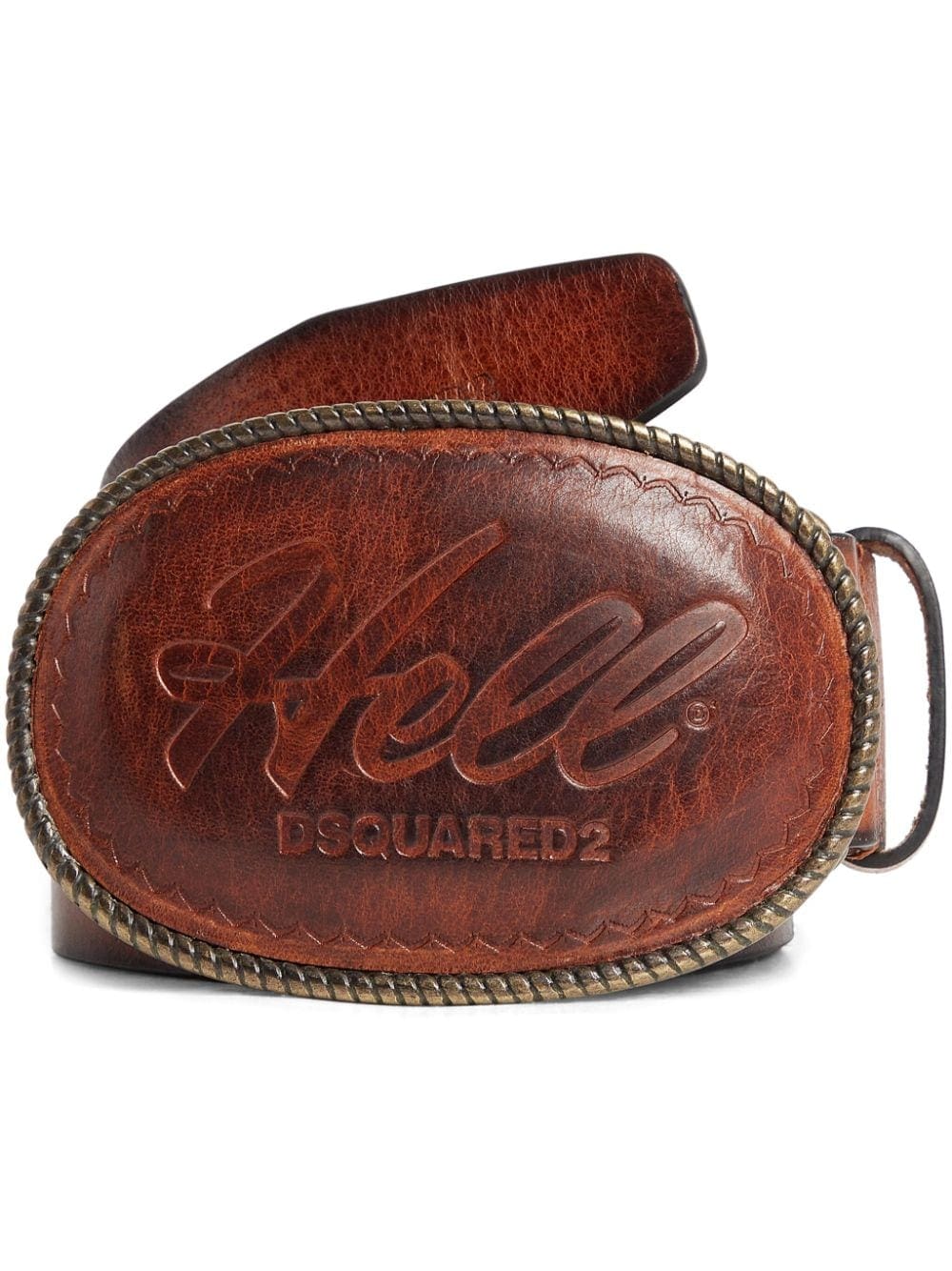 Louis Vuitton logo-engraved buckle leather belt