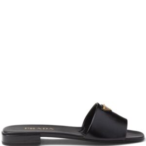 Prada triangle-logo leather slides