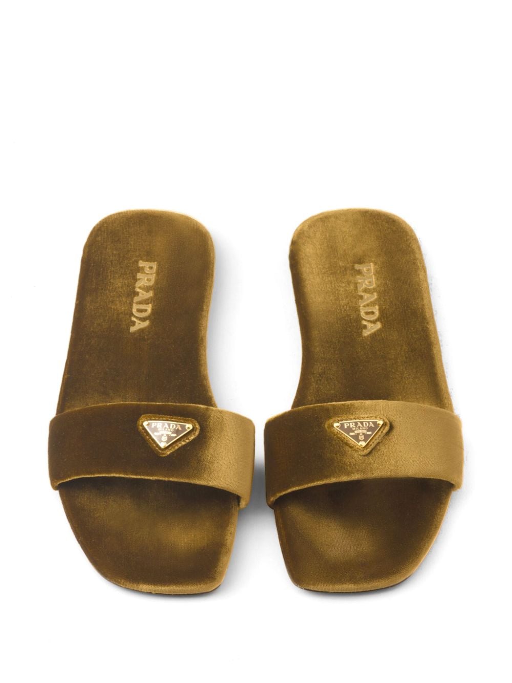 Prada logo-appliqué velvet slides - Image 4