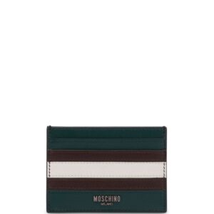 Moschino stripe-detail leather card holder