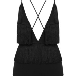 Moschino criss-cross fringed bodysuit