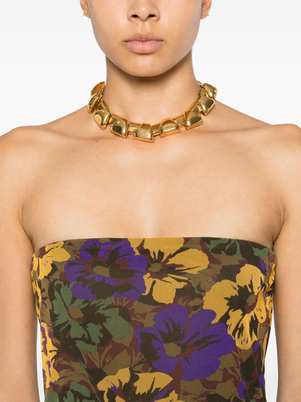 Saint Laurent floral-print tulle midi dress - Image 4