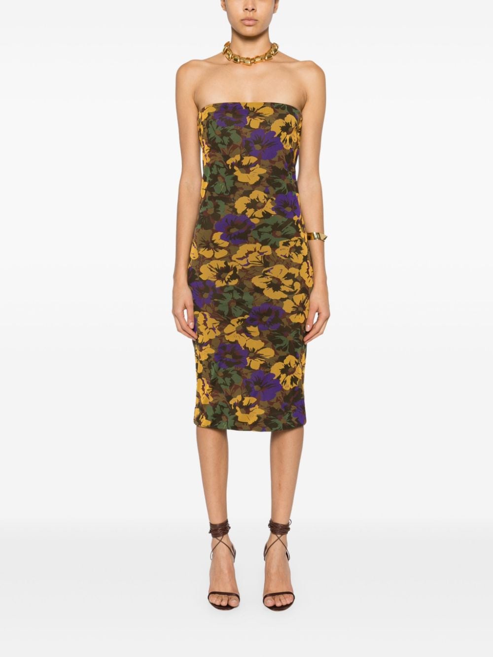 Saint Laurent floral-print tulle midi dress - Image 2