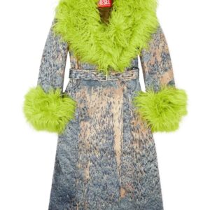 Diesel faux-fur belted-waist jacket