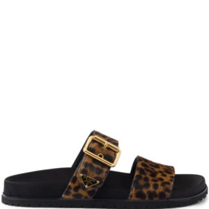 Prada  triangle-logo animal-print sandals