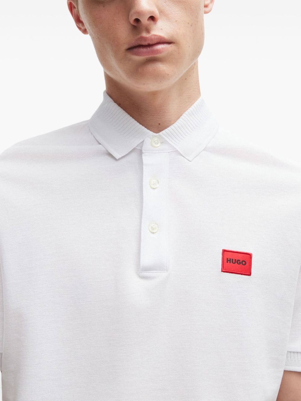 HUGO logo-appliqué cotton polo shirt - Image 5