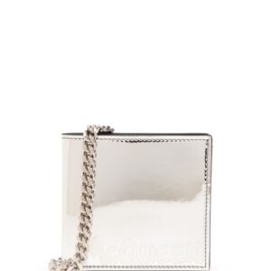 Alexander McQueen logo-print metallic chain wallet