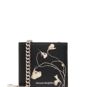 Alexander McQueen floral-print leather chain wallet