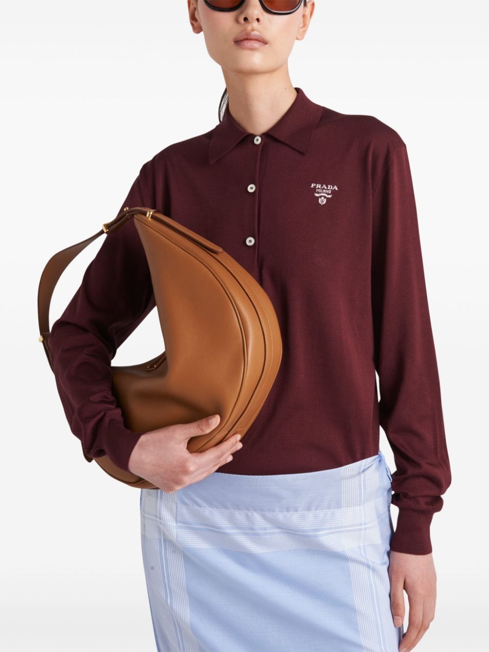 Prada embroidered-logo silk polo shirt - Image 5