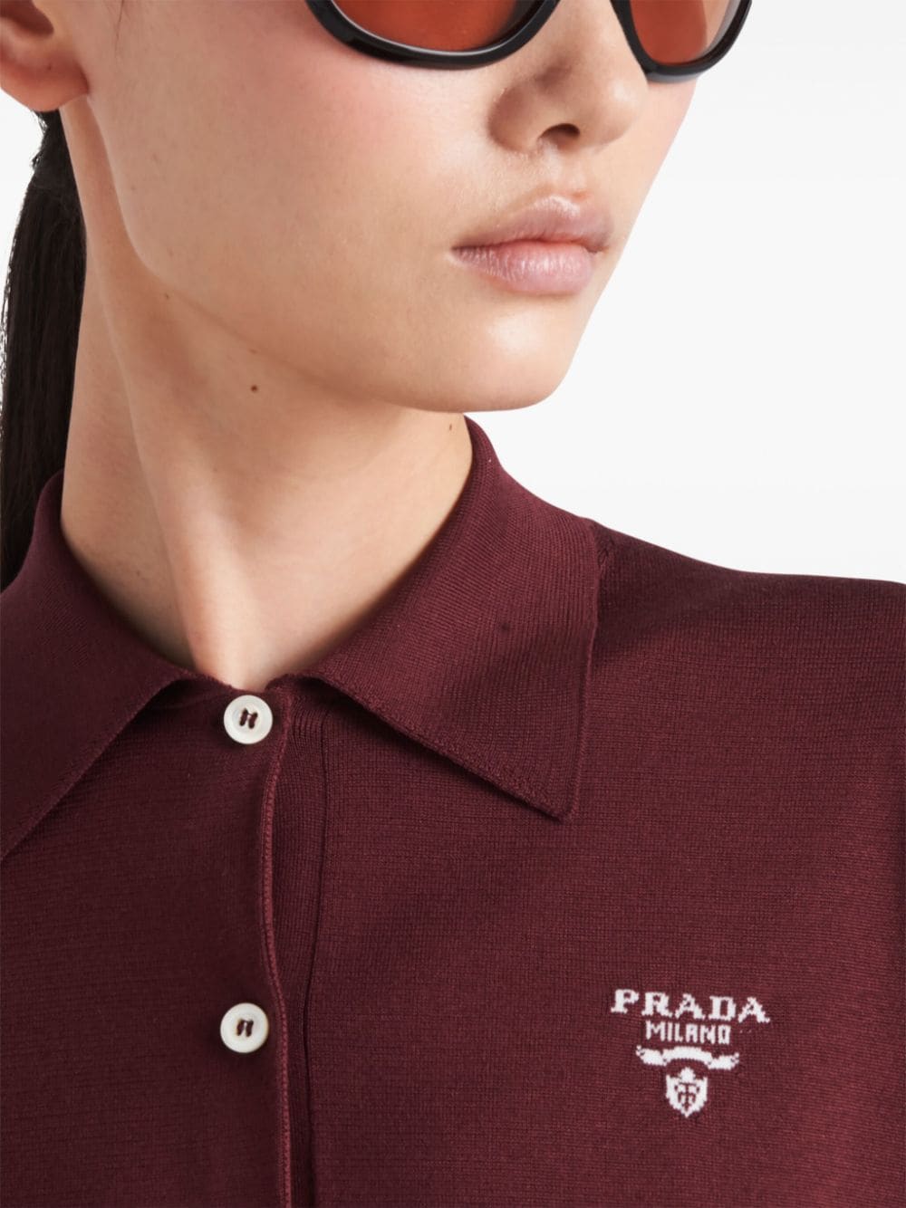 Prada embroidered-logo silk polo shirt - Image 4