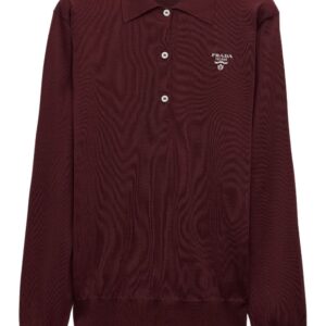 Prada  embroidered-logo silk polo shirt