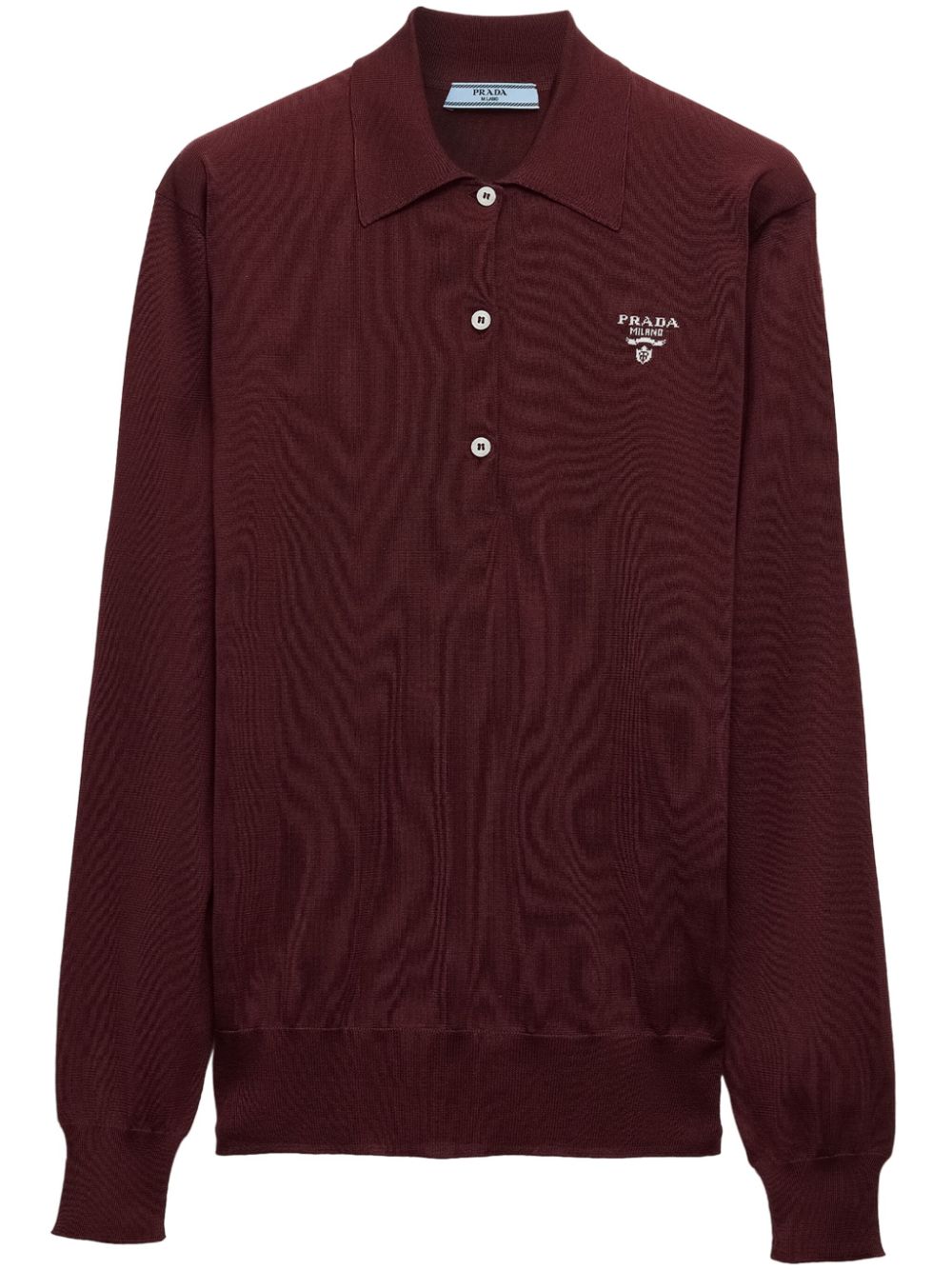 Prada embroidered-logo silk polo shirt