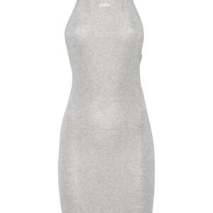 Off-White ribbed-knit lurex mini dress