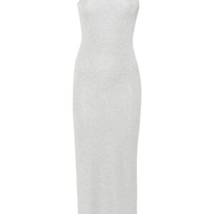 Off-White ribbed-knit lurex midi dress